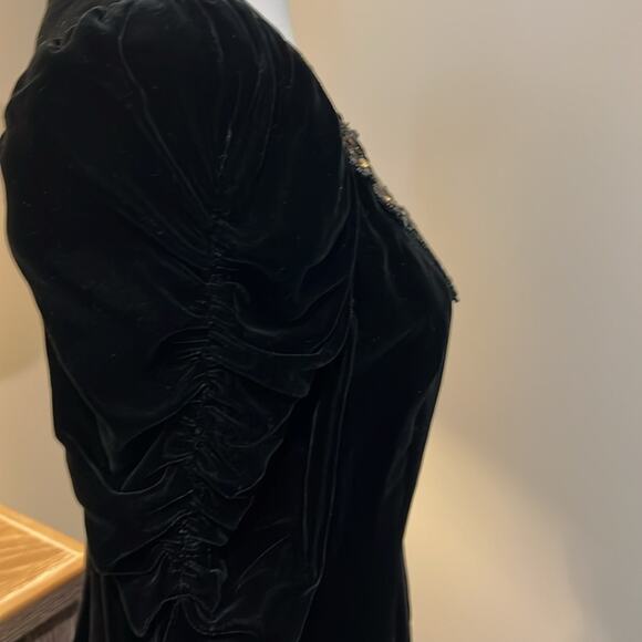 Beautiful Vintage GENET VIVIEN Black‎ Velvet Dress S Cocktail Sexy Sequined Gold - Picture 8 of 16